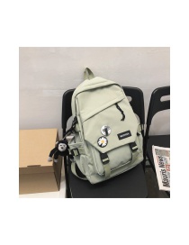 Fashion Light Green Plus Pendant Logo Flap Backpack With Buckle