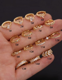 Fashion 13#gold Color Round Geometry Inlaid Zircon Stainless Steel Earrings