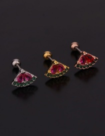Fashion 3#silver Color Fruit Inlaid Zircon Stainless Steel Threaded Geometric Earrings