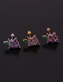 Fashion 7#silver Color Fruit Inlaid Zircon Stainless Steel Thread Geometric Earrings