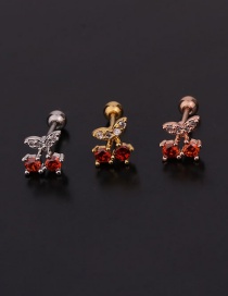 Fashion 4#rose Gold Color Fruit Inlaid Zircon Stainless Steel Threaded Geometric Earrings