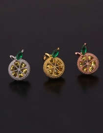 Fashion 6#rose Gold Color Fruit Inlaid Zircon Stainless Steel Threaded Geometric Earrings