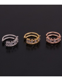 Fashion 2#rose Gold Color U-shaped Geometric Inlaid Zircon Pierced Earrings