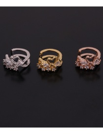 Fashion 3# Rose Gold Color U-shaped Geometric Inlaid Zircon Pierced Earrings