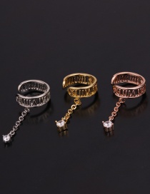 Fashion 7# Rose Gold Color U-shaped Geometric Inlaid Zircon Pierced Earrings