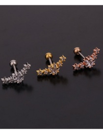 Fashion 6#silver Color Butterfly Inlaid Zircon Stainless Steel Geometric Earrings