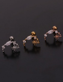 Fashion 5#gold Color Butterfly Inlaid Zircon Stainless Steel Geometric Earrings