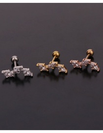 Fashion 7#gold Color Butterfly Inlaid Zircon Stainless Steel Geometric Earrings