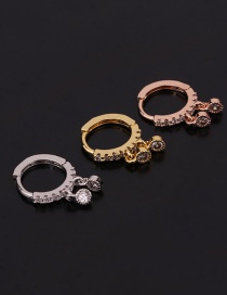 Fashion 3#rose Gold Color Snake-shaped Micro-inlaid Zircon Stainless Steel Geometric Earrings