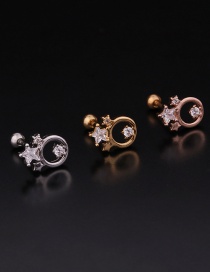 Fashion 5#silver Color Pearl Stainless Steel Thread Inlaid Zircon Geometric Earrings