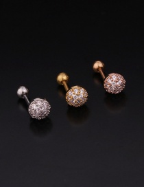 Fashion 4#rose Gold Color Pearl Stainless Steel Thread Inlaid Zircon Geometric Earrings