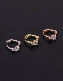 Fashion 4#rose Gold Color Pentagram Inlaid Zircon Stainless Steel Geometric Earrings