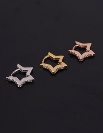 Fashion 7# Rose Gold Color Pentagram Inlaid Zircon Stainless Steel Geometric Earrings