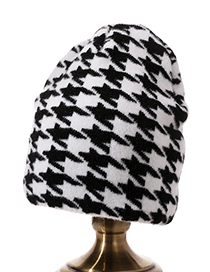 Fashion Houndstooth Knitted Geometric Pattern Hat