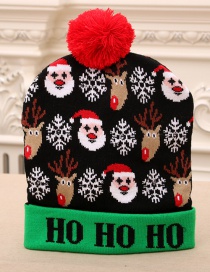 Fashion Snowflake Christmas Tree Stripe Print Childrens Knitted Woolen Christmas Hat With Electricity