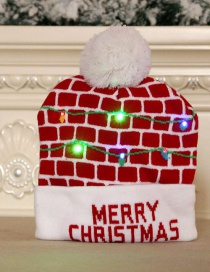 Fashion Letter Christmas Tree Stripe Print Childrens Knitted Woolen Christmas Hat With Electricity