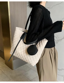 Fashion White Embroidered Rhombus Large Capacity Shoulder Bag