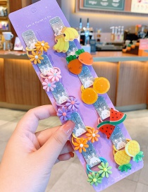 Fashion Flowers And Fruits [20-piece Set] Animal Flower Fruit Rainbow Resin Baby Hair Rope Set