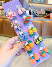 Fashion Bunny Fruit [20-piece Set] Animal Flower Fruit Rainbow Resin Baby Hair Rope Set