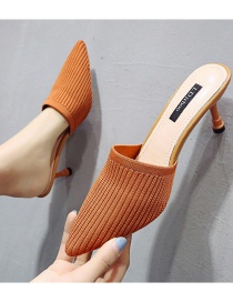 Fashion Orange Pointed Stiletto Half Slippers