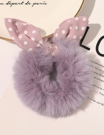 Fashion Little Purple Faux Rabbit Fur Plaid Floral Rabbit Ears Large Intestine Loop Hair Rope