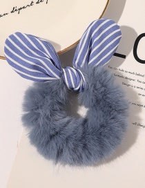 Fashion Striped Blue Faux Rabbit Fur Plaid Floral Rabbit Ears Large Intestine Loop Hair Rope