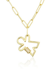 Fashion Gilded Screw Buckle Diamond Cutout Necklace
