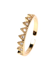 Fashion Triangle Diamond And Gold-plated Copper Open Ring