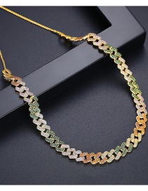 Fashion 18k Copper Inlaid Zircon Hollow Chain Necklace