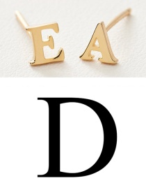 Fashion Gold Color D Stainless Steel Small Letter Hollow Earrings