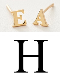 Fashion Gold Color H Stainless Steel Small Letter Hollow Earrings