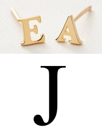 Fashion Gold Color J Stainless Steel Small Letter Hollow Earrings