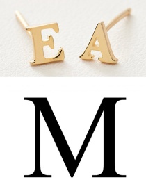 Fashion Gold Color M Stainless Steel Small Letter Hollow Earrings