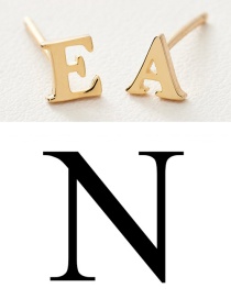Fashion Gold Color N Stainless Steel Small Letter Hollow Earrings