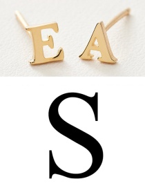 Fashion Gold Color S Stainless Steel Small Letter Hollow Earrings