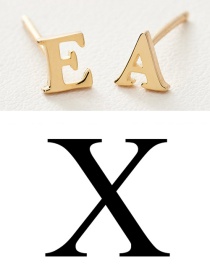 Fashion Gold Color X Stainless Steel Small Letter Hollow Earrings