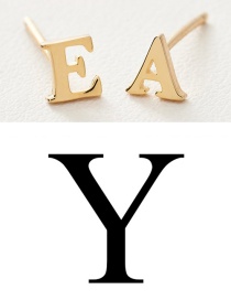 Fashion Gold Color Y Stainless Steel Small Letter Hollow Earrings