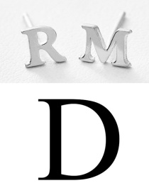Fashion Steel Color D Stainless Steel Small Letter Hollow Earrings