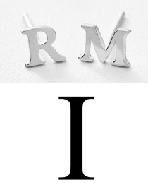 Fashion Steel Color I Stainless Steel Small Letter Hollow Earrings