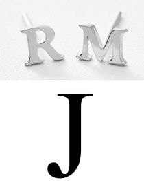 Fashion Steel J Stainless Steel Small Letter Hollow Earrings