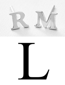 Fashion Steel Color L Stainless Steel Small Letter Hollow Earrings