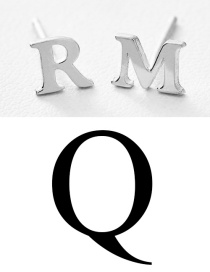 Fashion Steel Color Q Stainless Steel Small Letter Hollow Earrings
