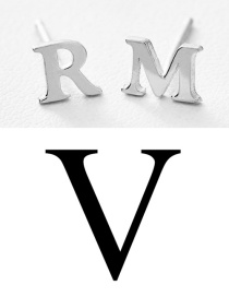 Fashion Steel Color V Stainless Steel Small Letter Hollow Earrings