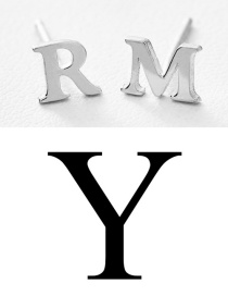 Fashion Steel Y Stainless Steel Small Letter Hollow Earrings