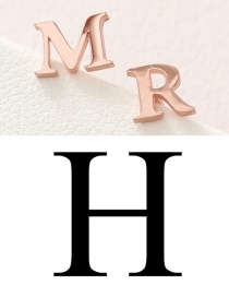 Fashion Rose Gold H Stainless Steel Small Letter Hollow Earrings