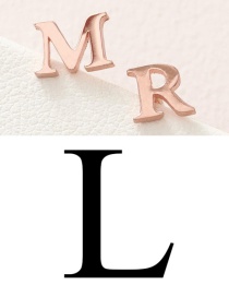 Fashion Rose Gold L Stainless Steel Small Letter Hollow Earrings