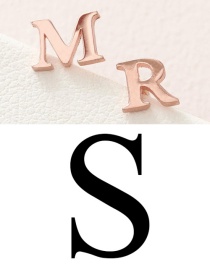 Fashion Rose Gold S Stainless Steel Small Letter Hollow Earrings
