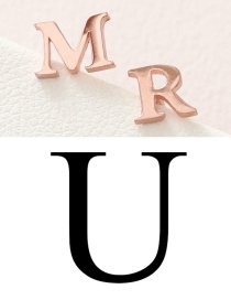 Fashion Rose Gold U Stainless Steel Small Letter Hollow Earrings