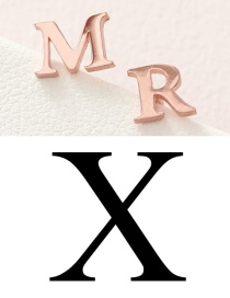 Fashion Rose Gold X Stainless Steel Small Letter Hollow Earrings
