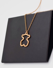 Fashion Rose Gold Hollow Bear Pendant Stainless Steel Necklace